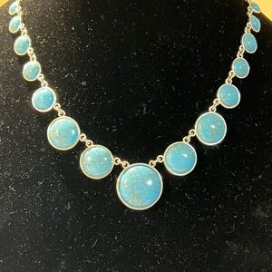 CHAPS Southwestern Turquoise Graduated Necklace with Toggle clasp 18”